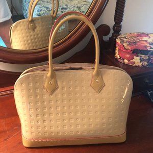 Arcadia Ivory Patent Leather Satchel
